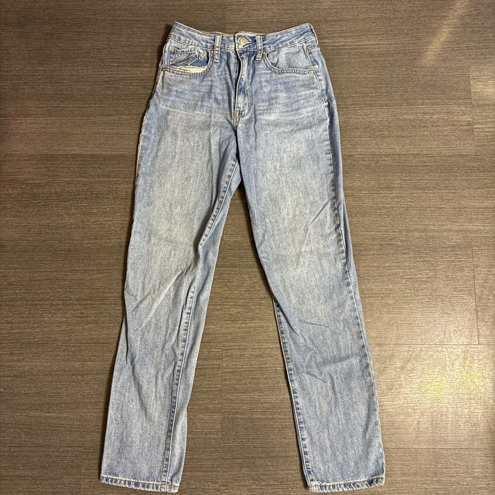 RSQ Blue Straight Leg Jeans with Faded Wash